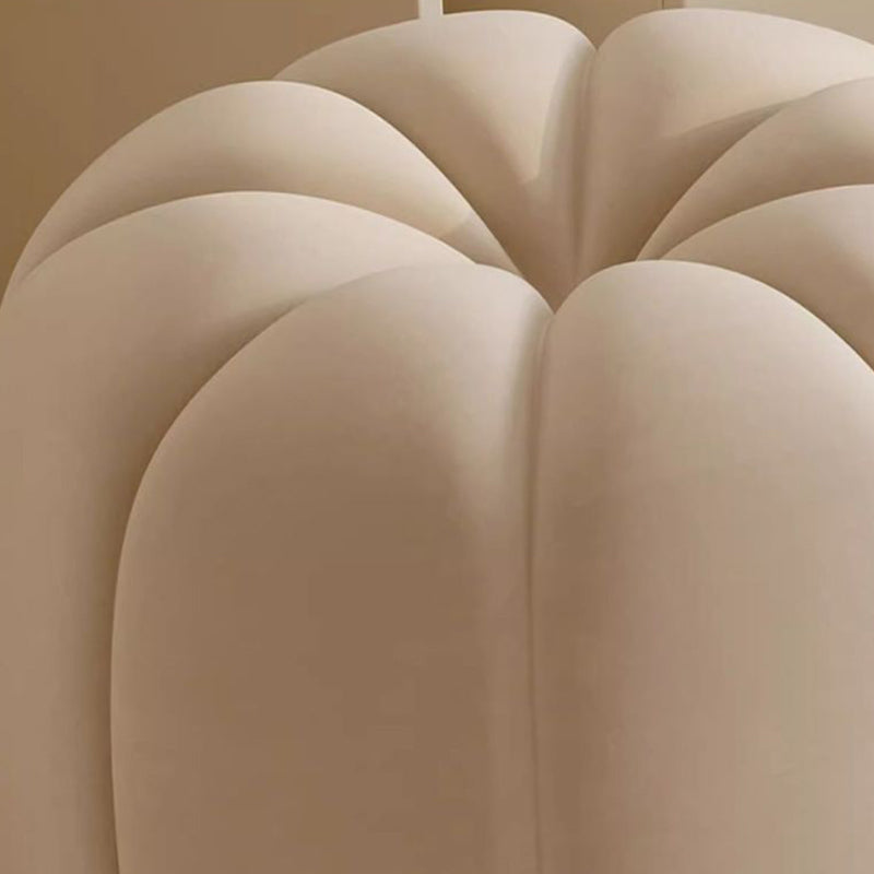 Modern Minimalist Pumpkin Round High Resilience Foam Solid Wood Vanity Stool For Bedroom