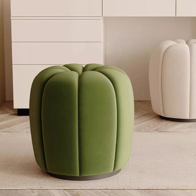 Modern Minimalist Pumpkin Round High Resilience Foam Solid Wood Vanity Stool For Bedroom