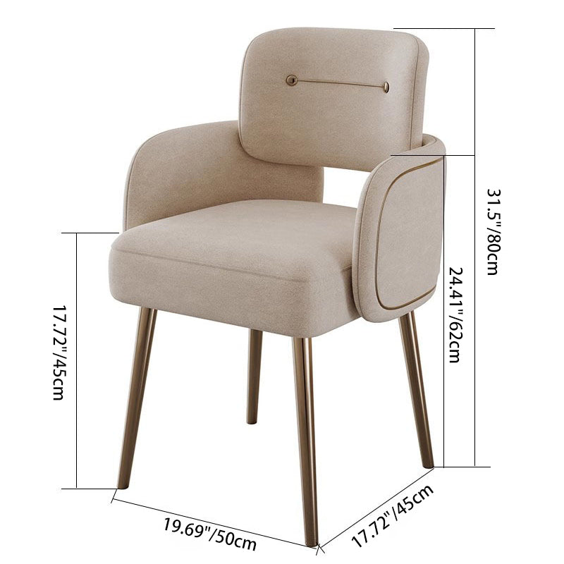 Moderner halbkreisförmiger Esszimmerstuhl im Mid-Century-Stil mit Kissen, Samt, Schwamm und Edelstahl, mit Rückenlehne und Armlehnen, für das Esszimmer 