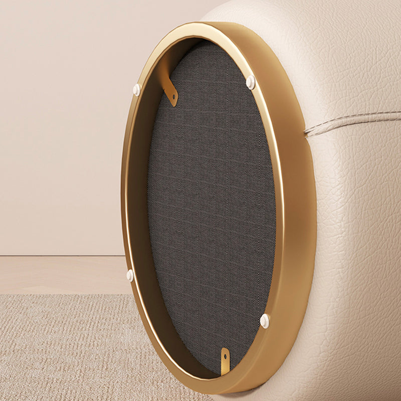 Modern Luxury Cylinder Leather Solid Wood Metal Vanity Stool For Bedroom