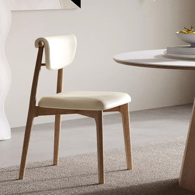 Modern Mid-Century Trapezoid Cushion Solid Wood Leather Sponge Dining Chair Backrest For Dining Room