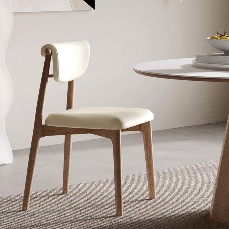 Modern Mid-Century Trapezoid Cushion Solid Wood Leather Sponge Dining Chair Backrest For Dining Room