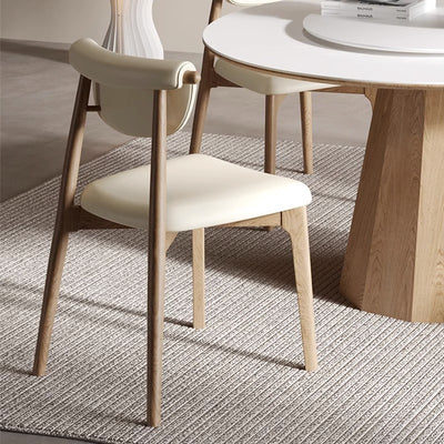 Modern Mid-Century Trapezoid Cushion Solid Wood Leather Sponge Dining Chair Backrest For Dining Room