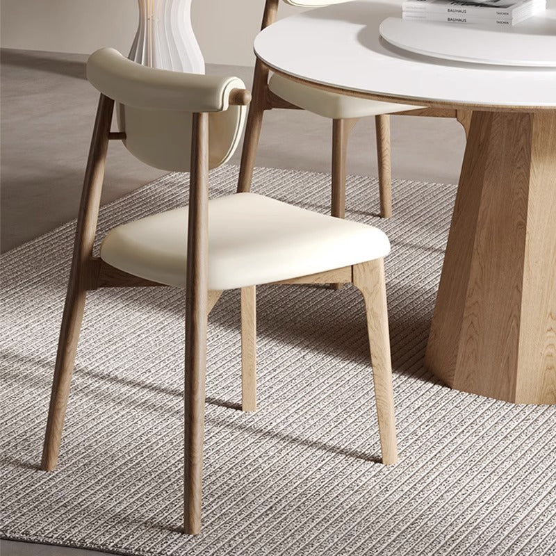 Modern Mid-Century Trapezoid Cushion Solid Wood Leather Sponge Dining Chair Backrest For Dining Room