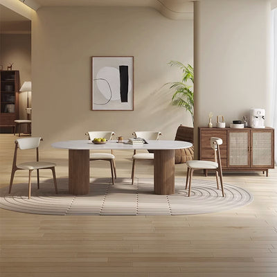 Modern Mid-Century Trapezoid Cushion Solid Wood Leather Sponge Dining Chair Backrest For Dining Room