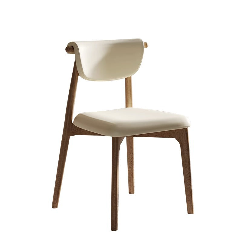 Modern Mid-Century Trapezoid Cushion Solid Wood Leather Sponge Dining Chair Backrest For Dining Room