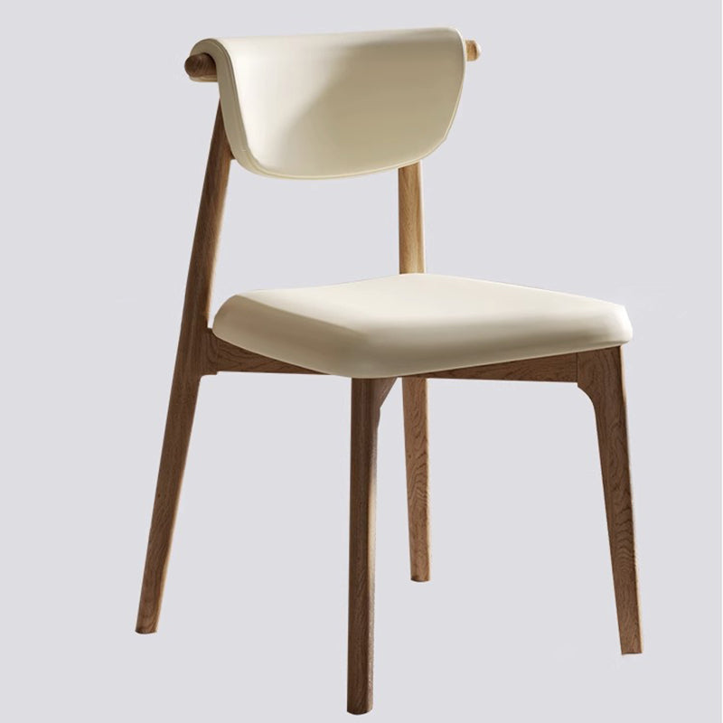 Modern Mid-Century Trapezoid Cushion Solid Wood Leather Sponge Dining Chair Backrest For Dining Room