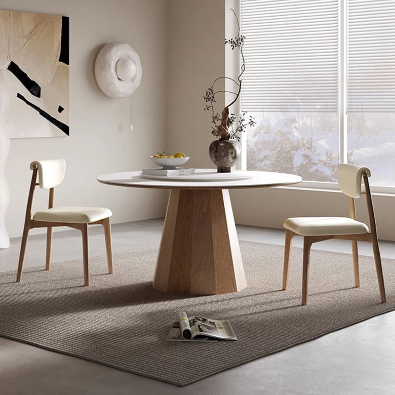 Modern Mid-Century Trapezoid Cushion Solid Wood Leather Sponge Dining Chair Backrest For Dining Room