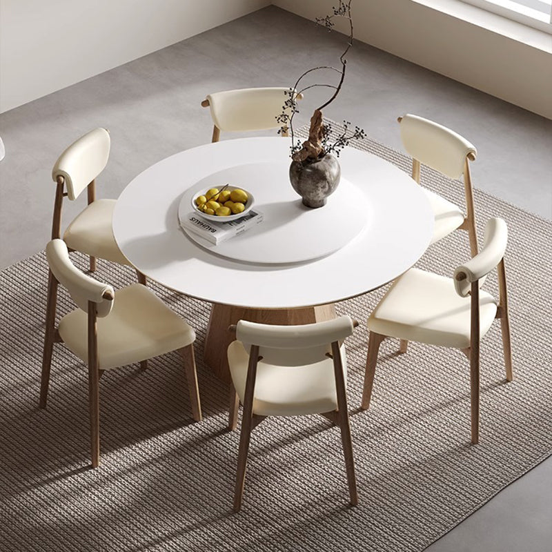 Modern Mid-Century Trapezoid Cushion Solid Wood Leather Sponge Dining Chair Backrest For Dining Room