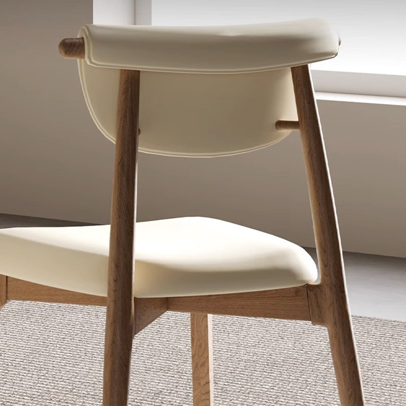 Modern Mid-Century Trapezoid Cushion Solid Wood Leather Sponge Dining Chair Backrest For Dining Room
