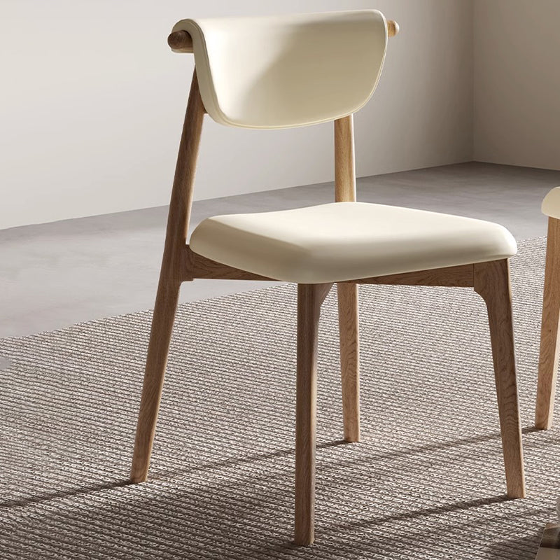 Modern Mid-Century Trapezoid Cushion Solid Wood Leather Sponge Dining Chair Backrest For Dining Room