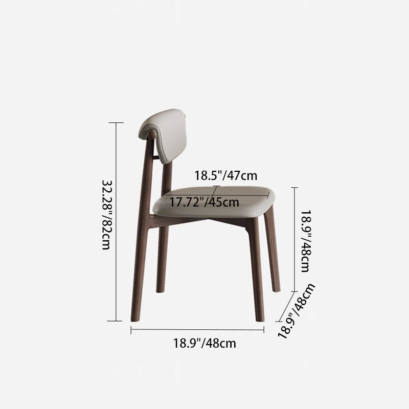 Modern Mid-Century Trapezoid Cushion Solid Wood Leather Sponge Dining Chair Backrest For Dining Room