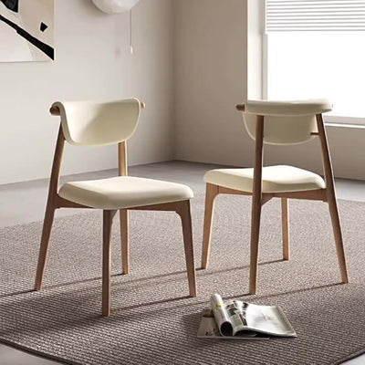 Modern Mid-Century Trapezoid Cushion Solid Wood Leather Sponge Dining Chair Backrest For Dining Room