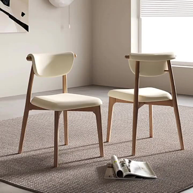 Modern Mid-Century Trapezoid Cushion Solid Wood Leather Sponge Dining Chair Backrest For Dining Room