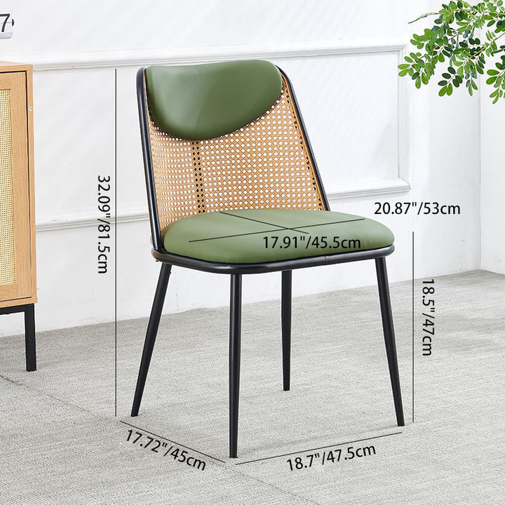 Zeitgenössischer trapezförmiger Esszimmerstuhl im Coastal-Stil mit Rückenlehne aus Kunst-Nappaleder, Eisen und Schaumstoff für das Esszimmer 