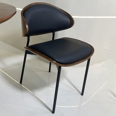 Modern Shabby Chic Oval Leather Solid Wood Carbon Steel Sponge Backrest For Dining Room