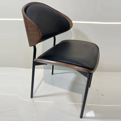Modern Shabby Chic Oval Leather Solid Wood Carbon Steel Sponge Backrest For Dining Room
