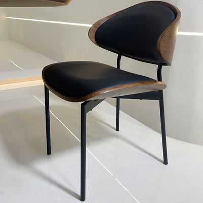 Modern Shabby Chic Oval Leather Solid Wood Carbon Steel Sponge Backrest For Dining Room