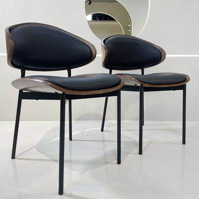 Modern Shabby Chic Oval Leather Solid Wood Carbon Steel Sponge Backrest For Dining Room