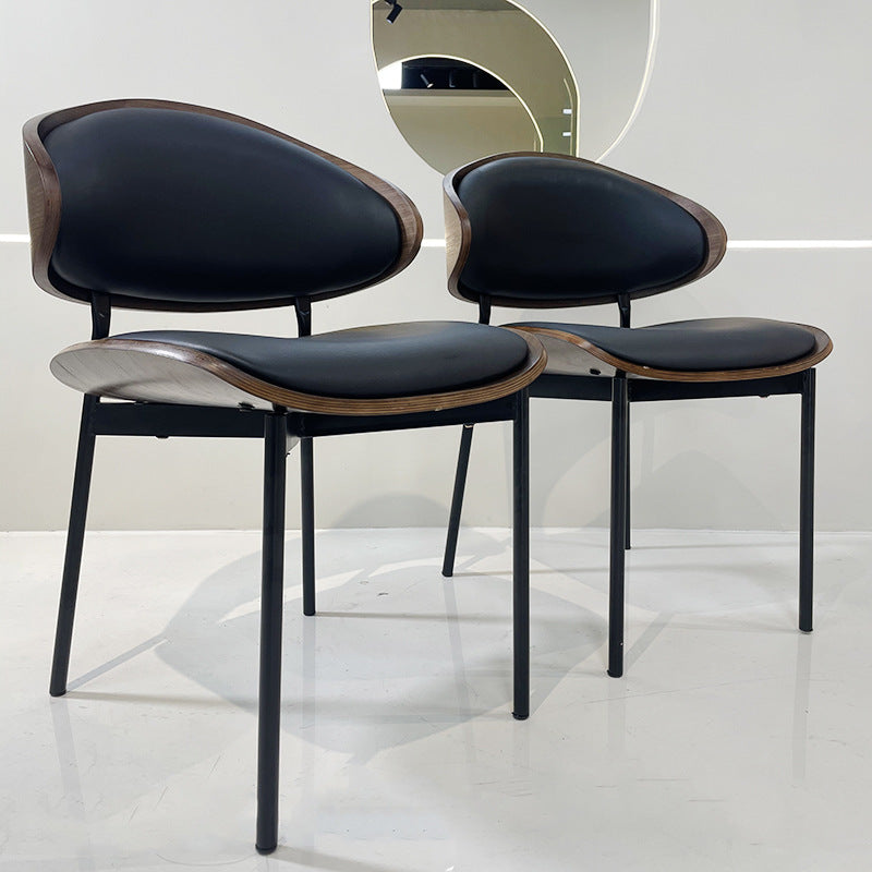 Modern Shabby Chic Oval Leather Solid Wood Carbon Steel Sponge Backrest For Dining Room