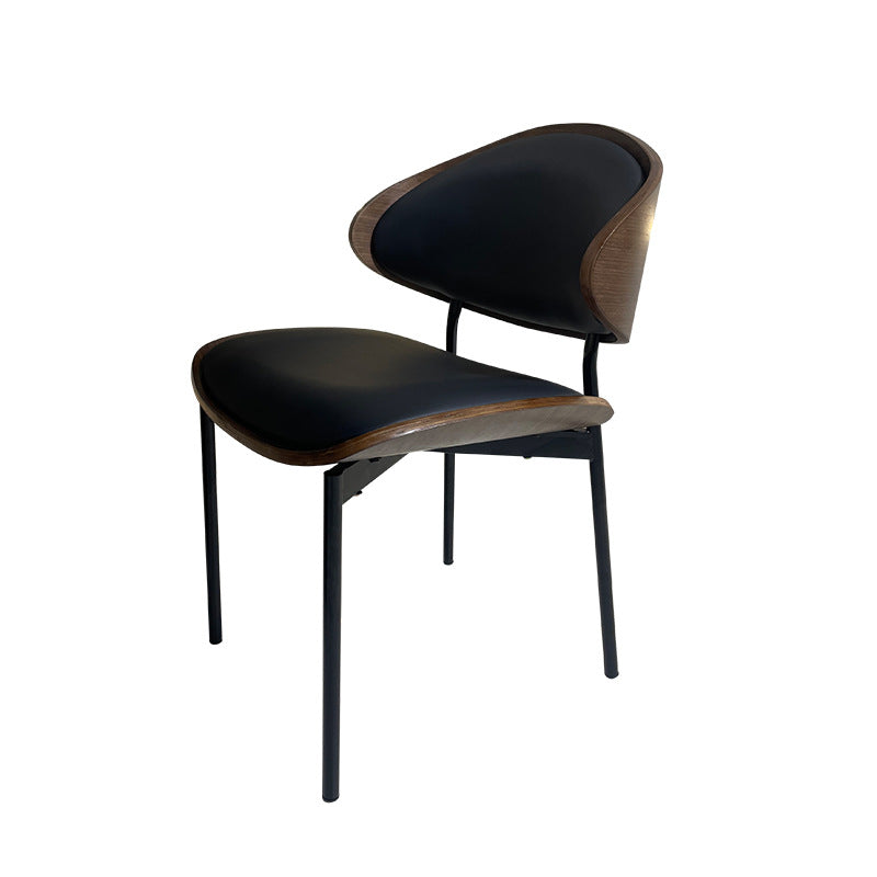 Modern Shabby Chic Oval Leather Solid Wood Carbon Steel Sponge Backrest For Dining Room