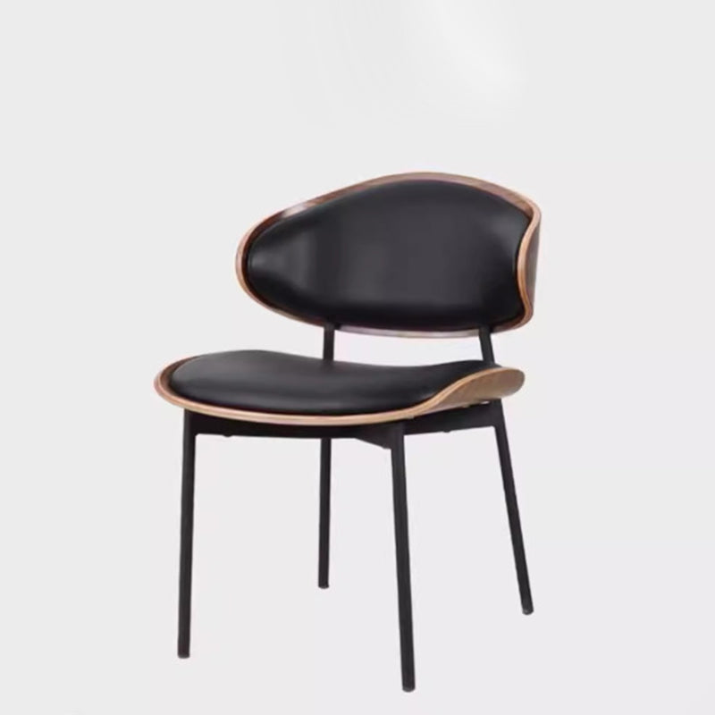 Modern Shabby Chic Oval Leather Solid Wood Carbon Steel Sponge Backrest For Dining Room