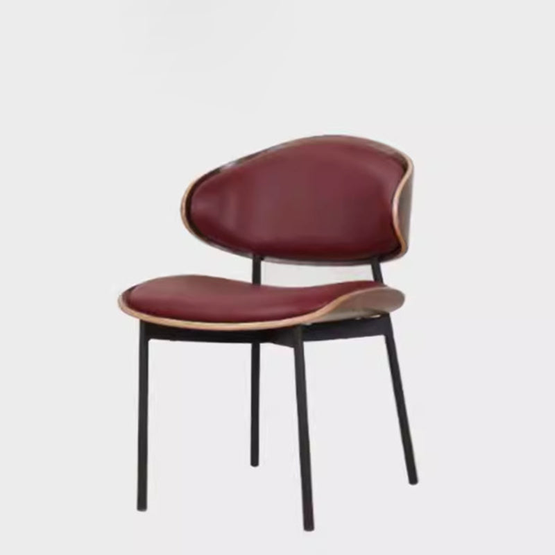 Modern Shabby Chic Oval Leather Solid Wood Carbon Steel Sponge Backrest For Dining Room