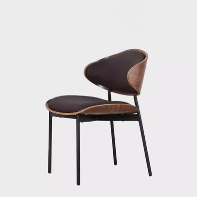 Modern Shabby Chic Oval Leather Solid Wood Carbon Steel Sponge Backrest For Dining Room