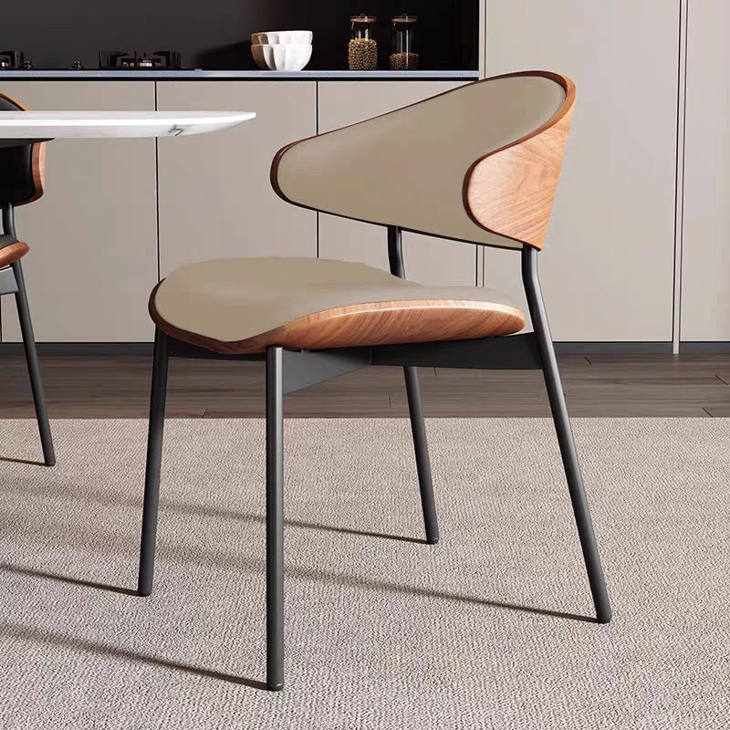 Modern Shabby Chic Oval Leather Solid Wood Carbon Steel Sponge Backrest For Dining Room