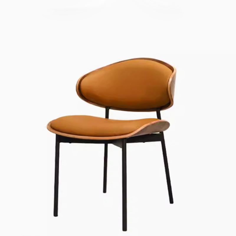 Modern Shabby Chic Oval Leather Solid Wood Carbon Steel Sponge Backrest For Dining Room
