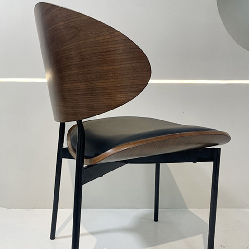 Modern Shabby Chic Oval Leather Solid Wood Carbon Steel Sponge Backrest For Dining Room