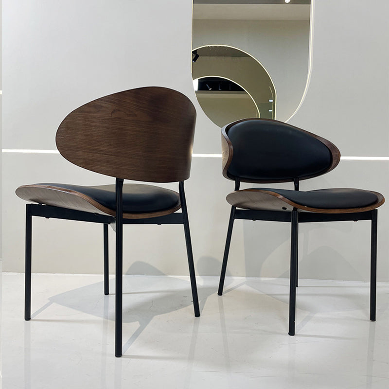 Modern Shabby Chic Oval Leather Solid Wood Carbon Steel Sponge Backrest For Dining Room
