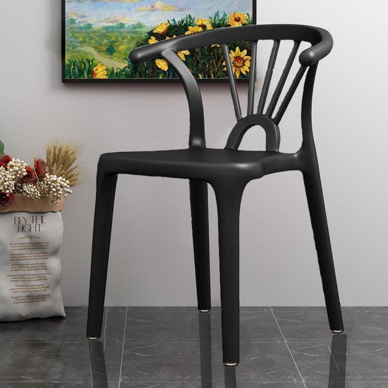 Modern Simplicity Curved Frame Plastic Dining Chair Backrest Armrest For Dining Room