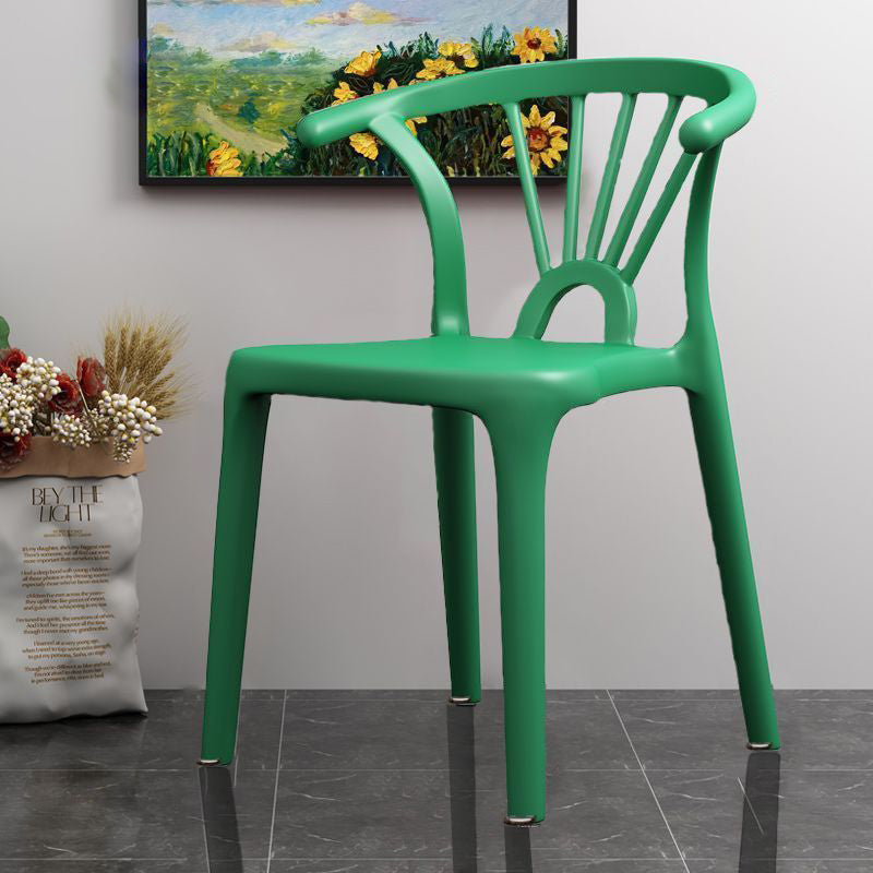 Modern Simplicity Curved Frame Plastic Dining Chair Backrest Armrest For Dining Room