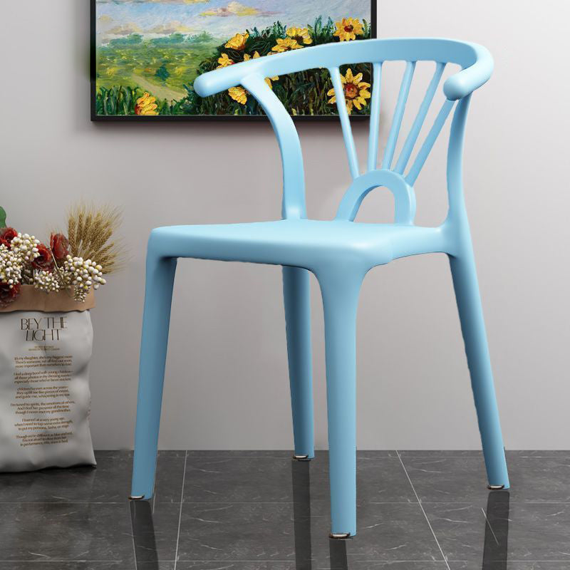 Modern Simplicity Curved Frame Plastic Dining Chair Backrest Armrest For Dining Room
