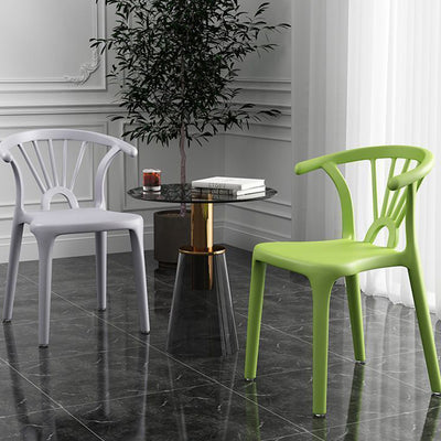 Modern Simplicity Curved Frame Plastic Dining Chair Backrest Armrest For Dining Room