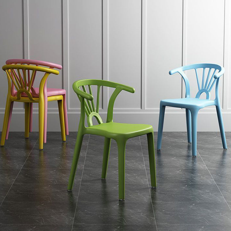 Modern Simplicity Curved Frame Plastic Dining Chair Backrest Armrest For Dining Room