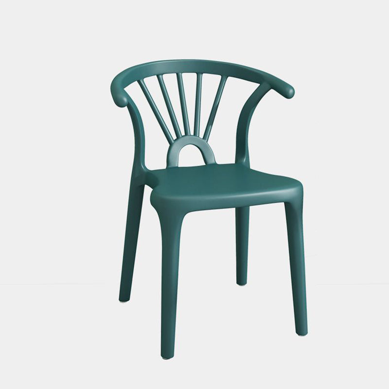 Modern Simplicity Curved Frame Plastic Dining Chair Backrest Armrest For Dining Room