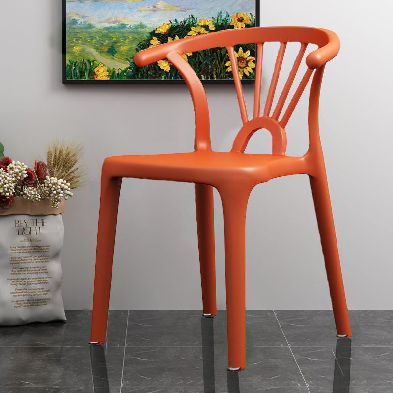 Modern Simplicity Curved Frame Plastic Dining Chair Backrest Armrest For Dining Room