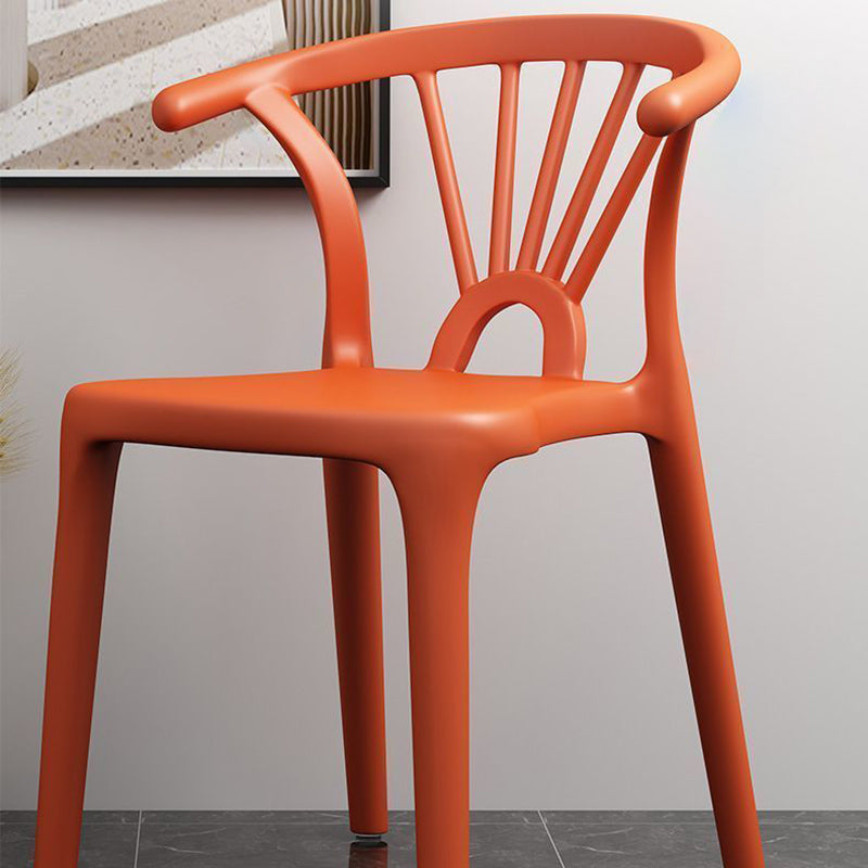 Modern Simplicity Curved Frame Plastic Dining Chair Backrest Armrest For Dining Room