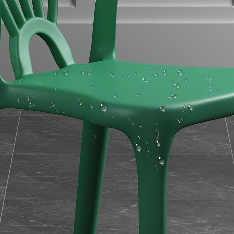 Modern Simplicity Curved Frame Plastic Dining Chair Backrest Armrest For Dining Room