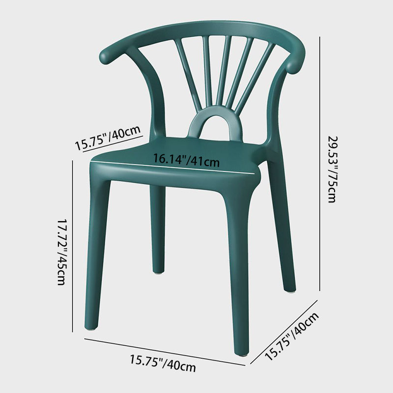 Modern Simplicity Curved Frame Plastic Dining Chair Backrest Armrest For Dining Room