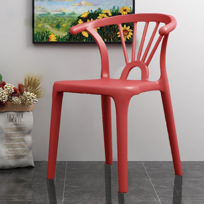 Modern Simplicity Curved Frame Plastic Dining Chair Backrest Armrest For Dining Room