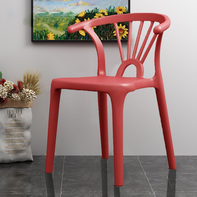 Modern Simplicity Curved Frame Plastic Dining Chair Backrest Armrest For Dining Room