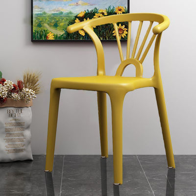 Modern Simplicity Curved Frame Plastic Dining Chair Backrest Armrest For Dining Room