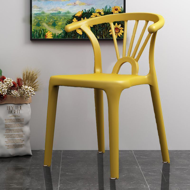 Modern Simplicity Curved Frame Plastic Dining Chair Backrest Armrest For Dining Room