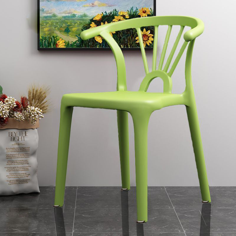 Modern Simplicity Curved Frame Plastic Dining Chair Backrest Armrest For Dining Room