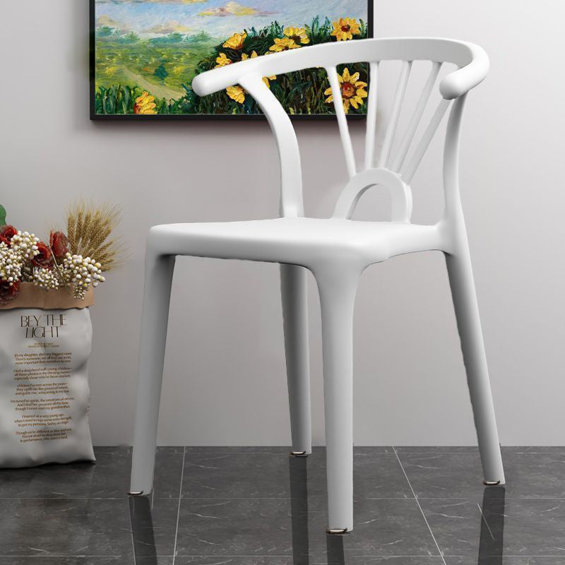 Modern Simplicity Curved Frame Plastic Dining Chair Backrest Armrest For Dining Room