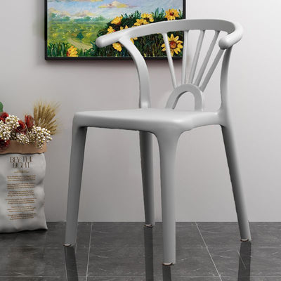 Modern Simplicity Curved Frame Plastic Dining Chair Backrest Armrest For Dining Room