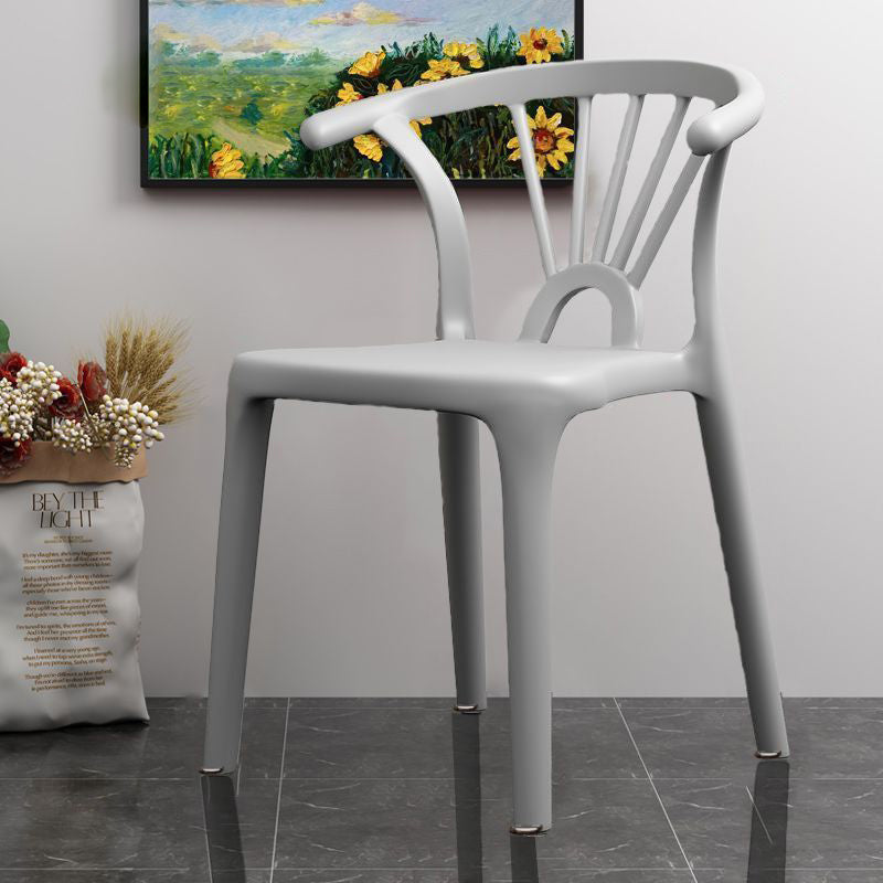 Modern Simplicity Curved Frame Plastic Dining Chair Backrest Armrest For Dining Room